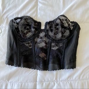 Vintage Black Lace Backless Bustier Bra